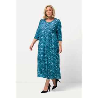 Ulla Popken  Robe en jersey, pois, silhouette en A, col rond, manches 3/4 