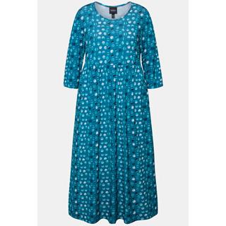 Ulla Popken  Robe en jersey, pois, silhouette en A, col rond, manches 3/4 