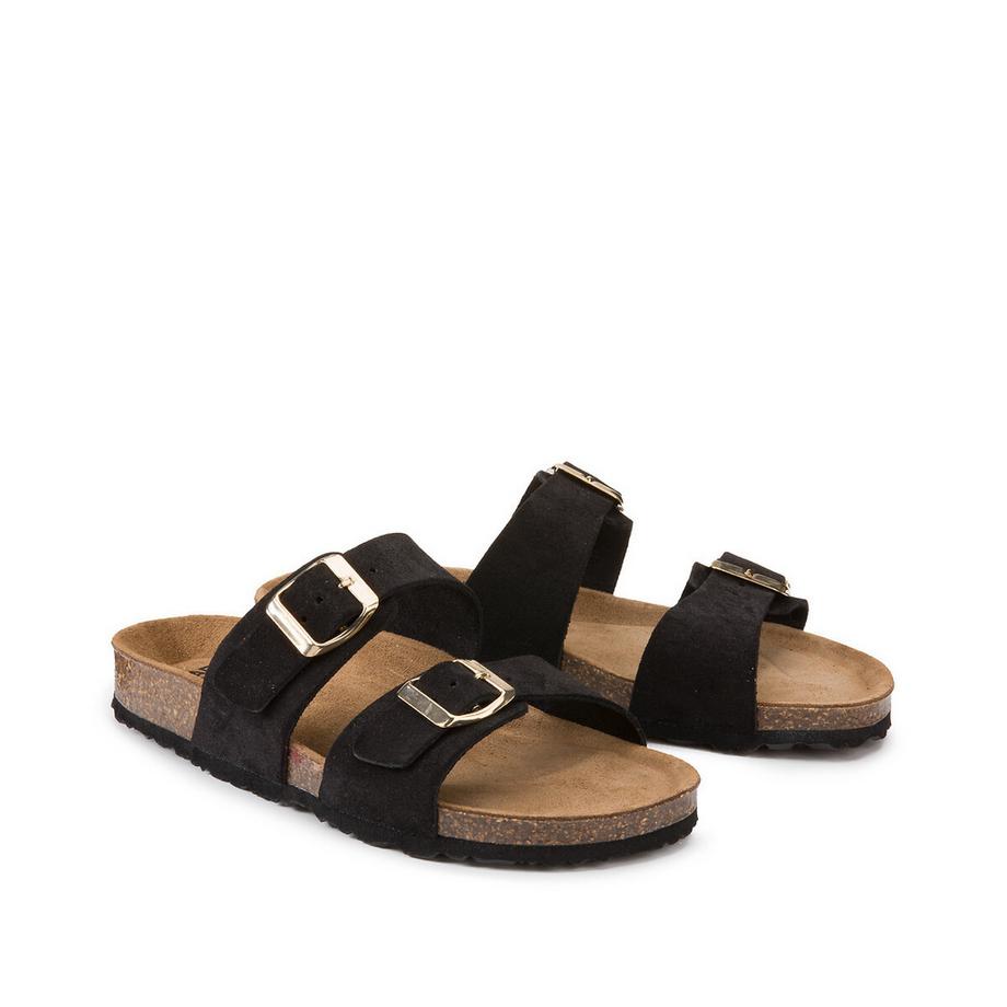 Pantoletten mit 2 Riemen aus Veloursleder