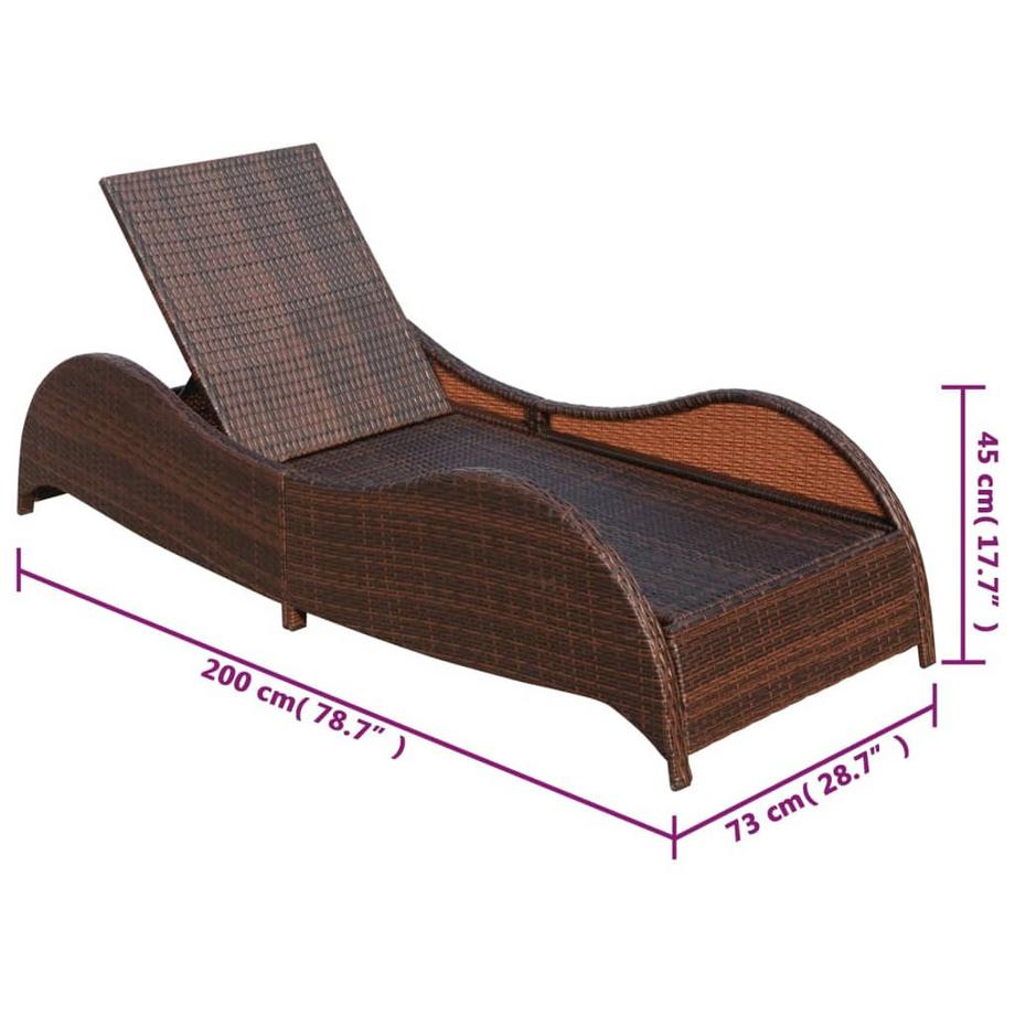 VidaXL Chaise longue rotin synthétique  