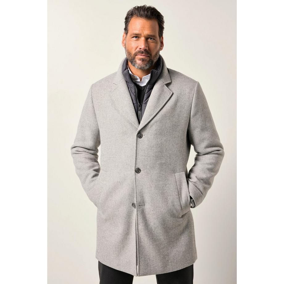 JP1880 Manteau en Laine Mélangée avec Empiècement en Nylon et Col à Revers  