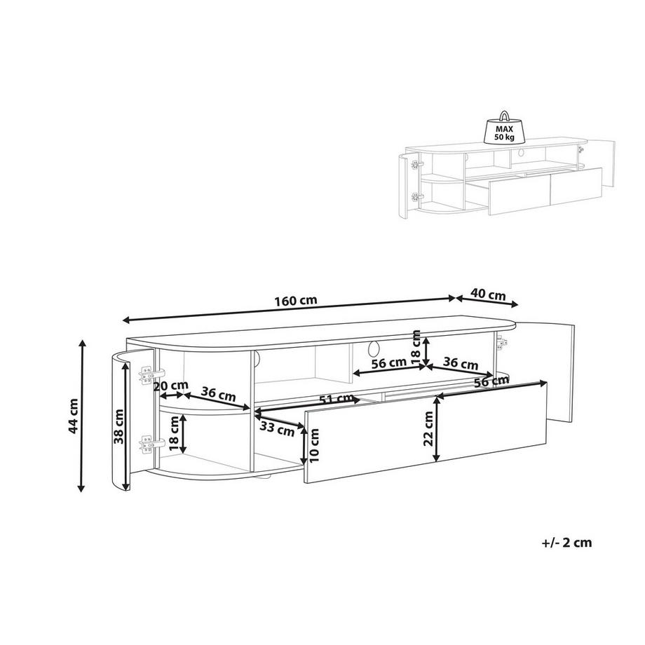 Beliani Mobile TV en Fibra a media densità (MDF) Rustico JEROME  