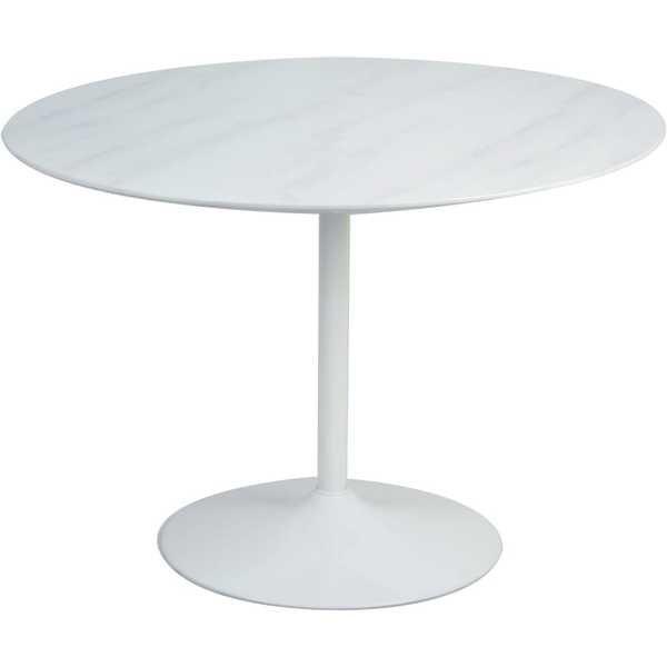 mutoni Table à manger marbre blanc rond 110x110  