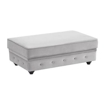 Pouf coffre de rangement en velours gris clair CHESTERFIELD