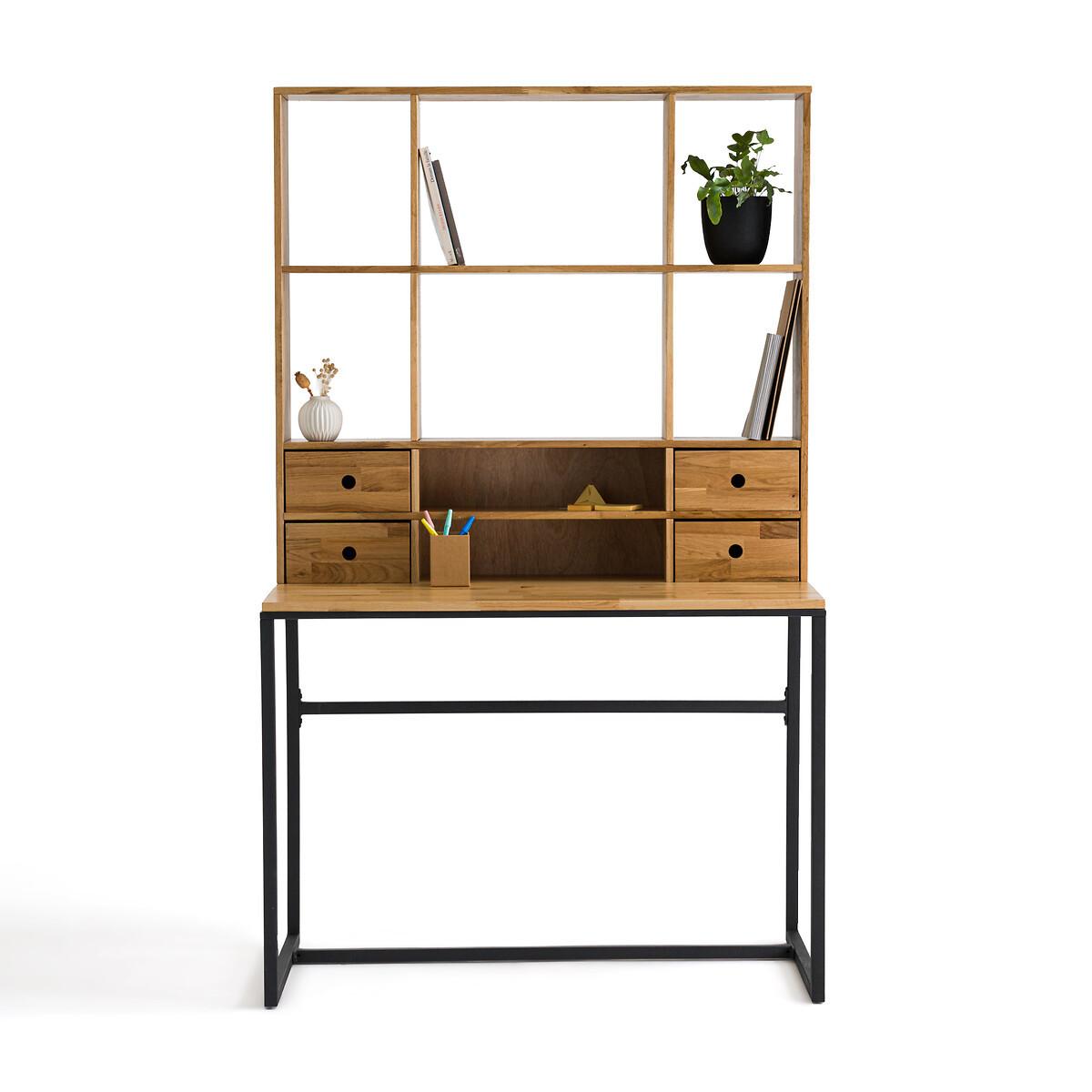 La Redoute Intérieurs Schreibtisch Eiche metallfurniert Stahl mit Aufsatz Hiba  