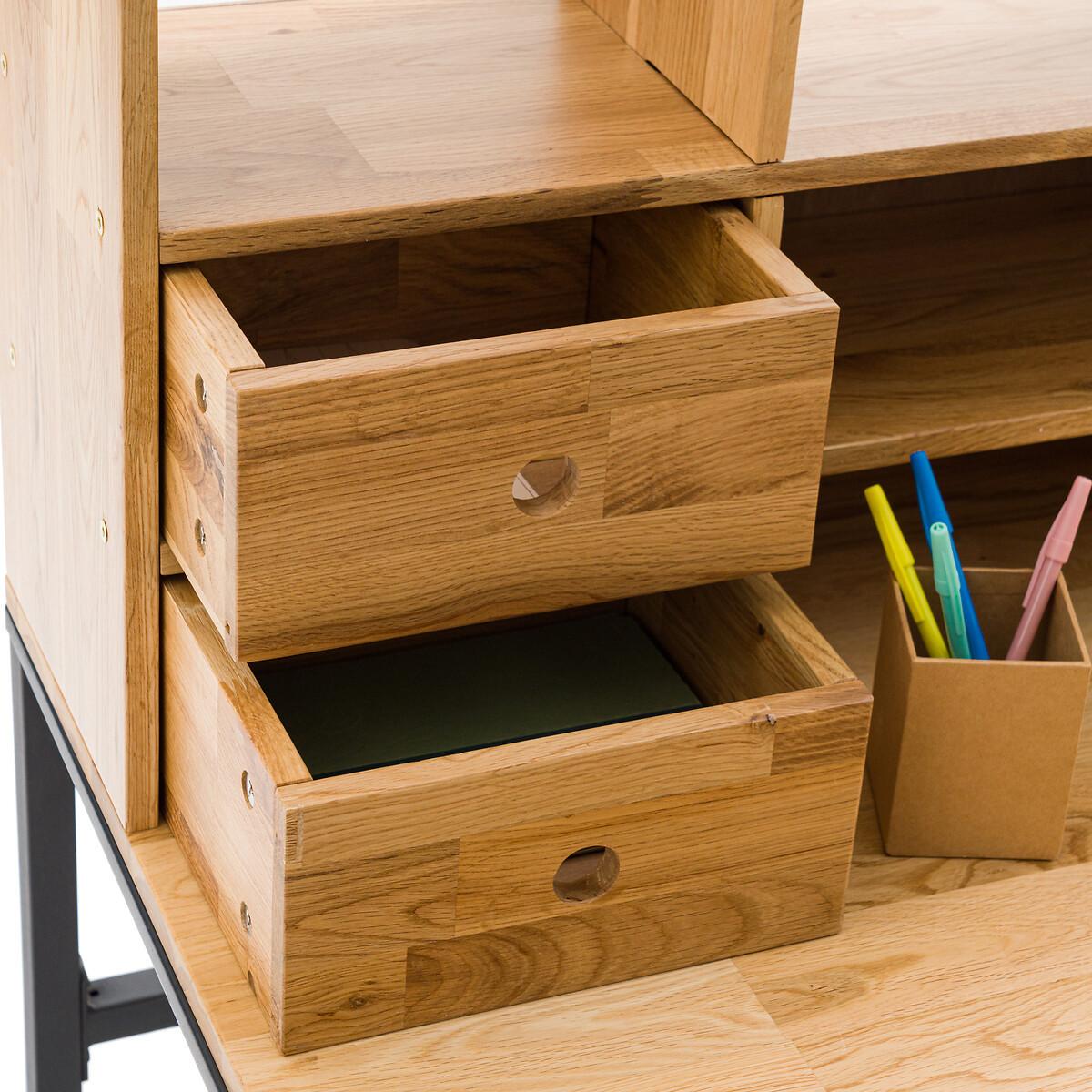 La Redoute Intérieurs Schreibtisch Eiche metallfurniert Stahl mit Aufsatz Hiba  