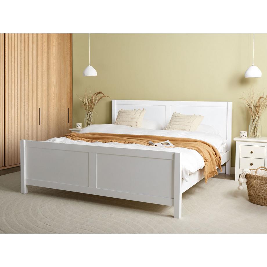 Beliani Lit avec sommier en Bois d'hévéa Rustique CHAMPAGNAT  