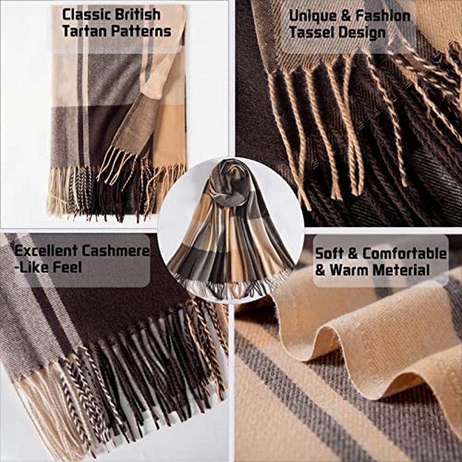 Only-bags.store Sciarpa Oversize a Quadri Effetto Cashmere  