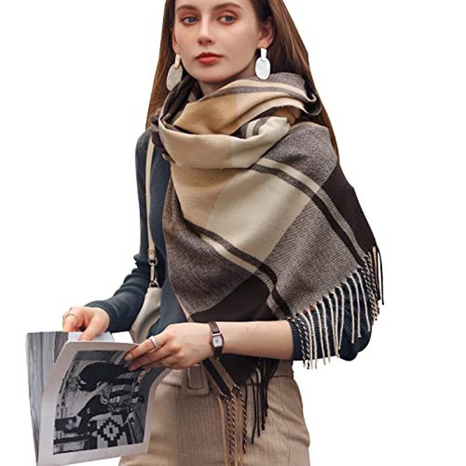 Only-bags.store Sciarpa Oversize a Quadri Effetto Cashmere  