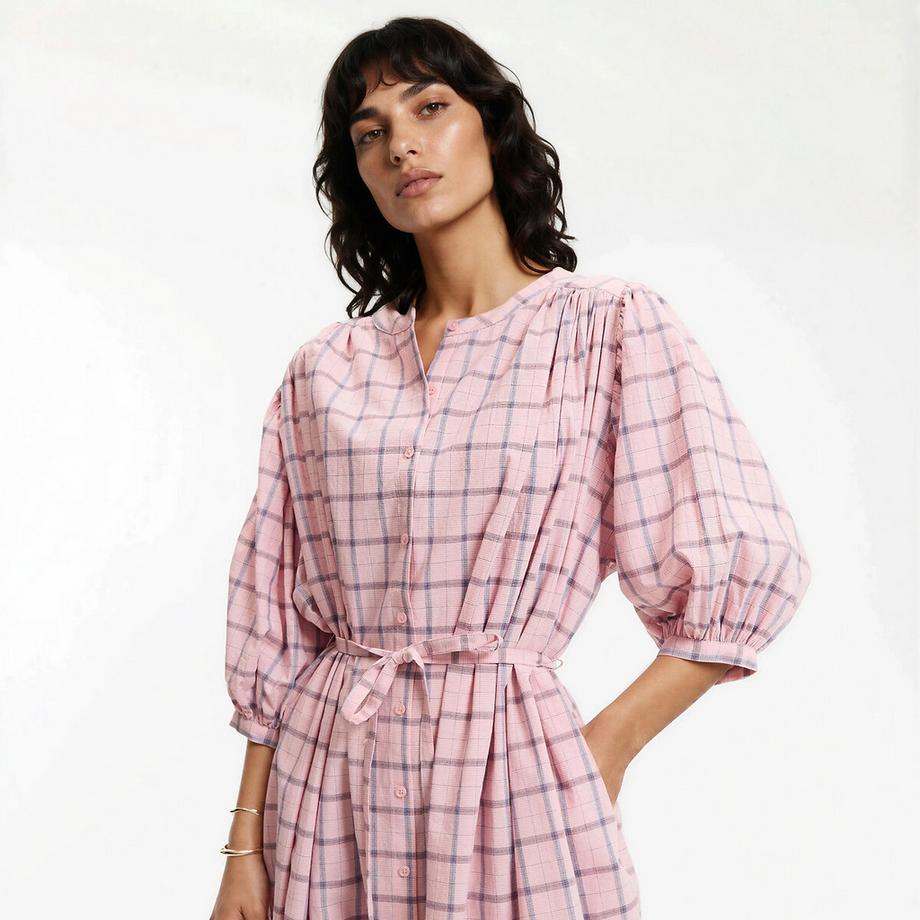 La Redoute Collections Robe longue à carreaux manches 3/4  