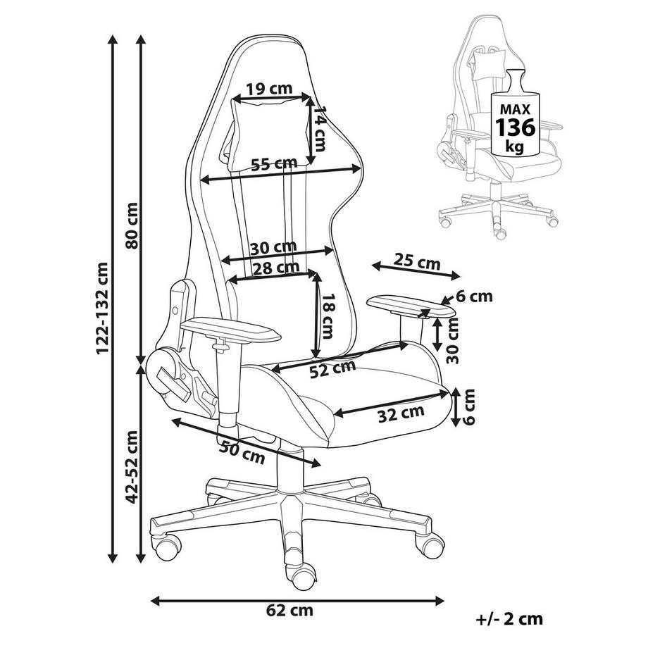 Beliani Sedia da gaming en Tessuto Moderno WARRIOR  