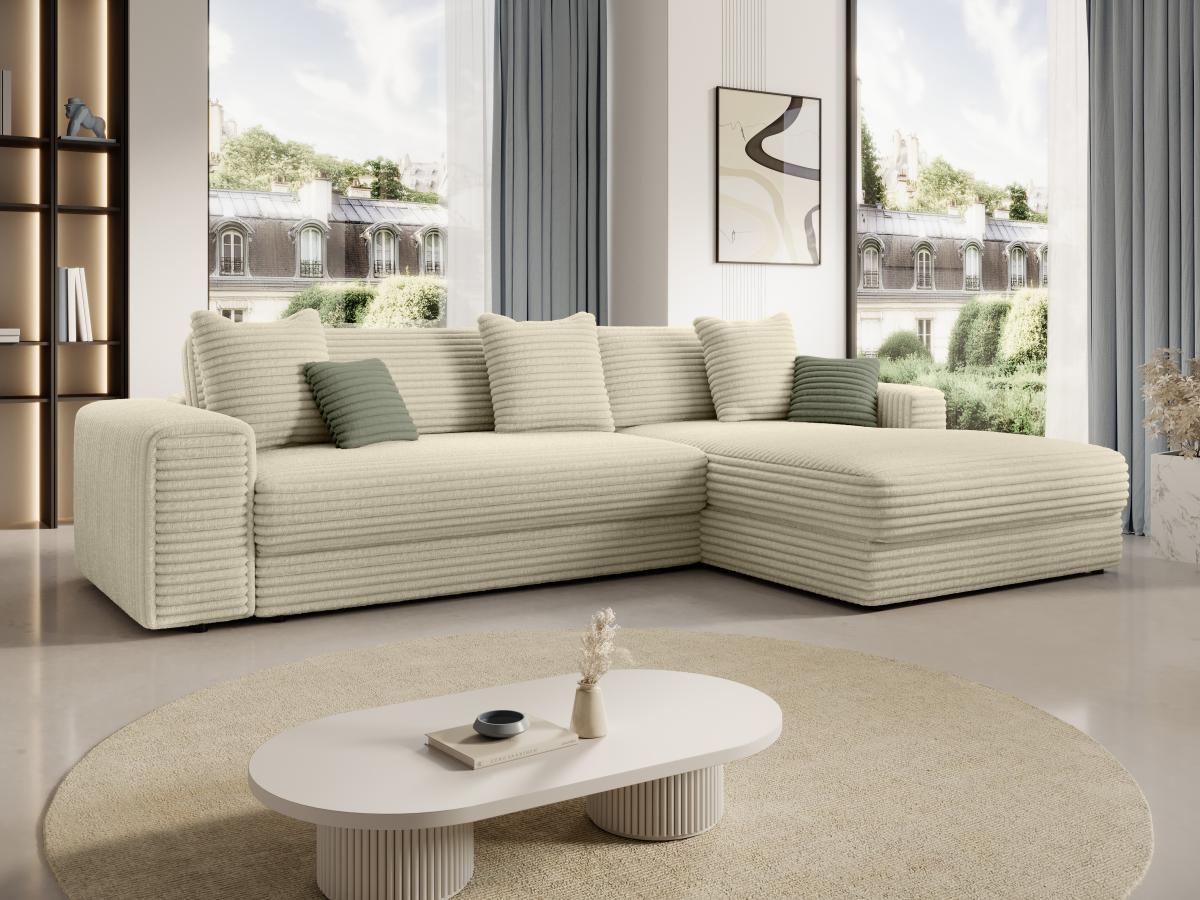 PASCAL MORABITO Ecksofa - Ecke rechts - grob gerippter Cord - Beige - CALAZO von Pascal Morabito  