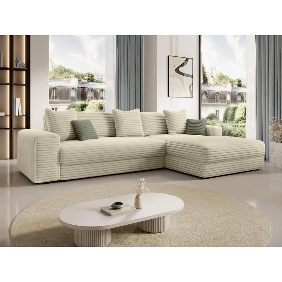 Vente-unique Ecksofa - Ecke rechts - grob gerippter Cord - Beige - CALAZO von Pascal Morabito  