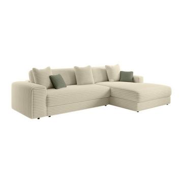 Ecksofa - Ecke rechts - grob gerippter Cord - Beige - CALAZO von Pascal Morabito