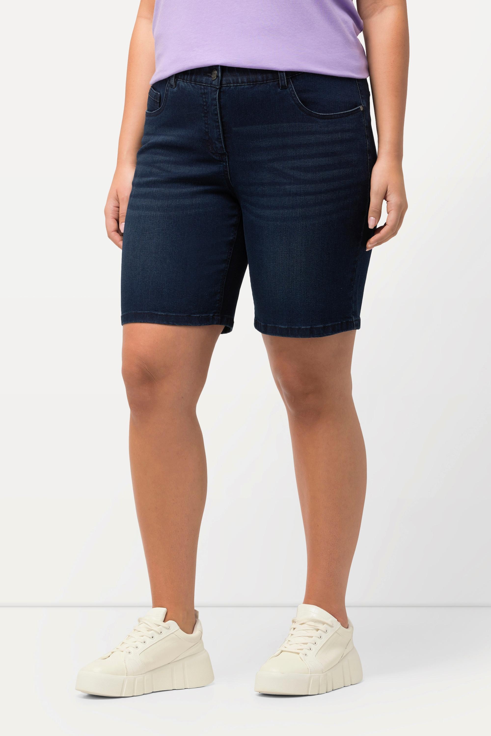 Ulla Popken  Bermuda en jean Mandy, coupe 5 poches et taille confortable 