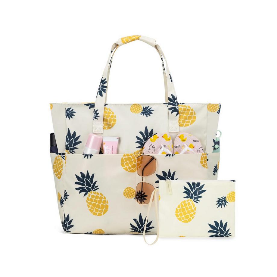 Sac de plage avec Fermeture Éclair et Compartiment humide Sac de bain Large Swimming