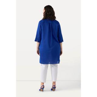 Ulla Popken  Blusa dal taglio lungo e svasato in misto lino con collo da camicia e maniche a 3/4 