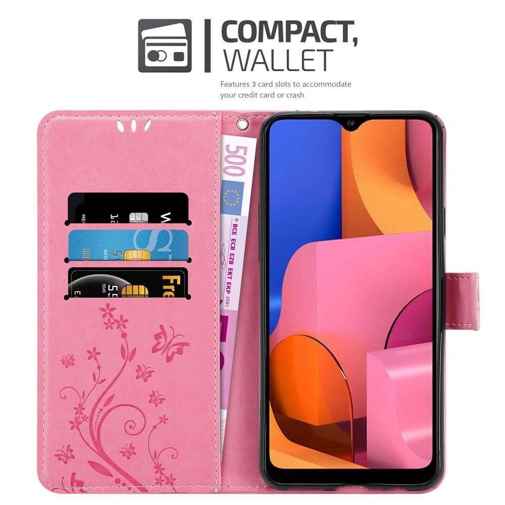 Cadorabo  Housse compatible avec Samsung Galaxy A20s - Coque de protection au design floral avec fermeture magnétique, fonction de support et emplacements pour cartes 