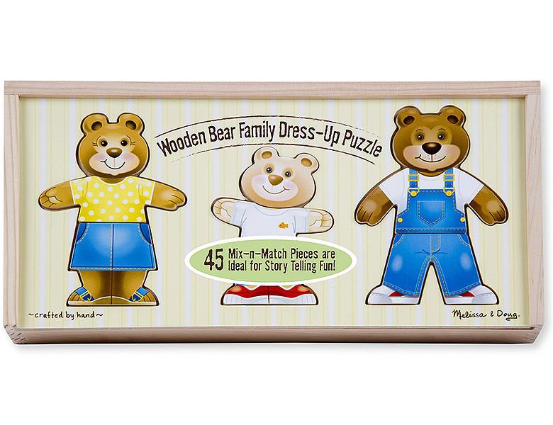 Image of Hölzernes Anziehpuppen-Puzzle — Bärenfamilie