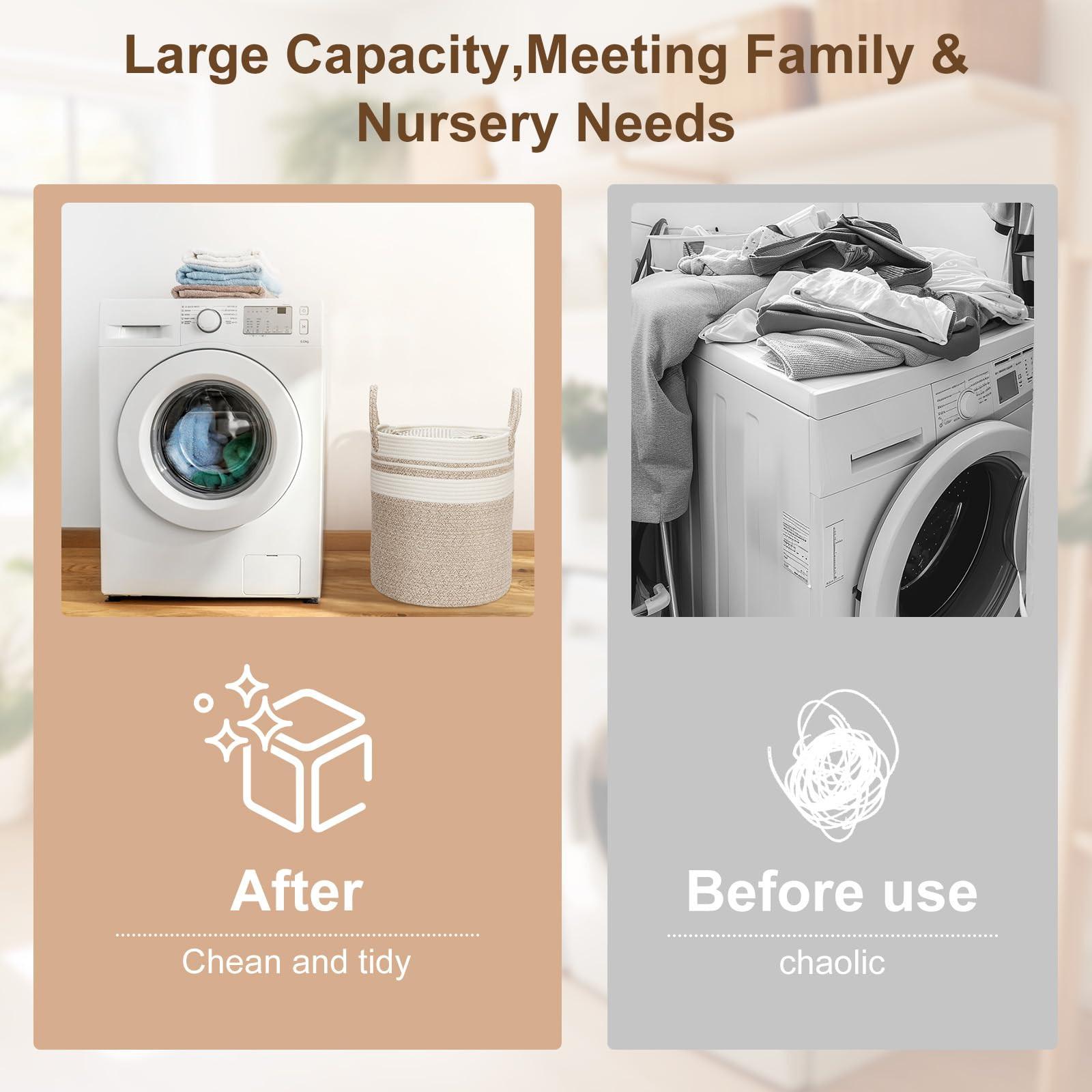 Alopini Gewebter Wäschekorb aus Baumwolle  