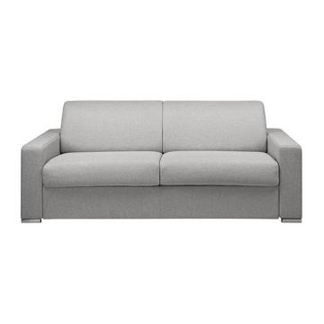 Canapé 4 places convertible express en tissu gris - Couchage lattes larges 160 cm - Matelas 16 cm avec mousse à mémoire de forme CALITO