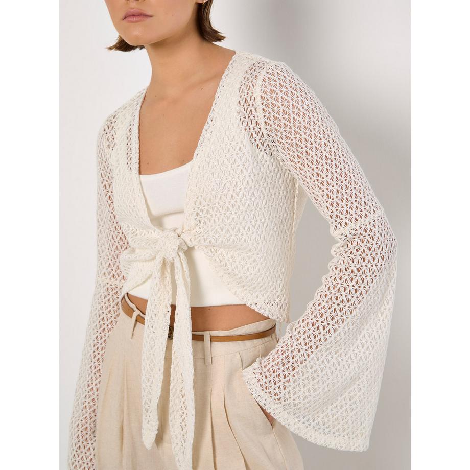 APRICOT Cardigan all'uncinetto con motivo a rombi e laccetti  