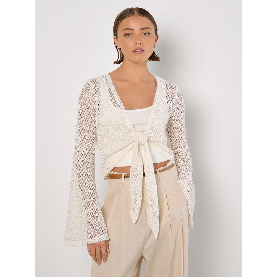 APRICOT Cardigan all'uncinetto con motivo a rombi e laccetti  