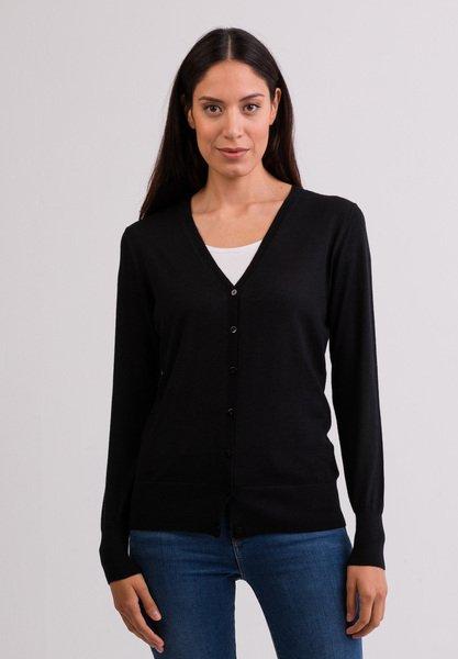 Image of Kaschmir Cardigan V-ausschnitt Damen Schwarz XS
