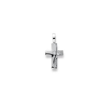 Pendentif croix or jaune 750 diamant 0.025ct. 22x11mm