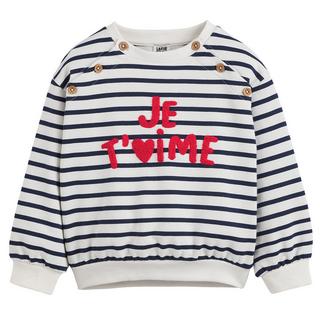 La Redoute Collections  Gestreiftes Sweatshirt mit Applikation und Knöpfen 