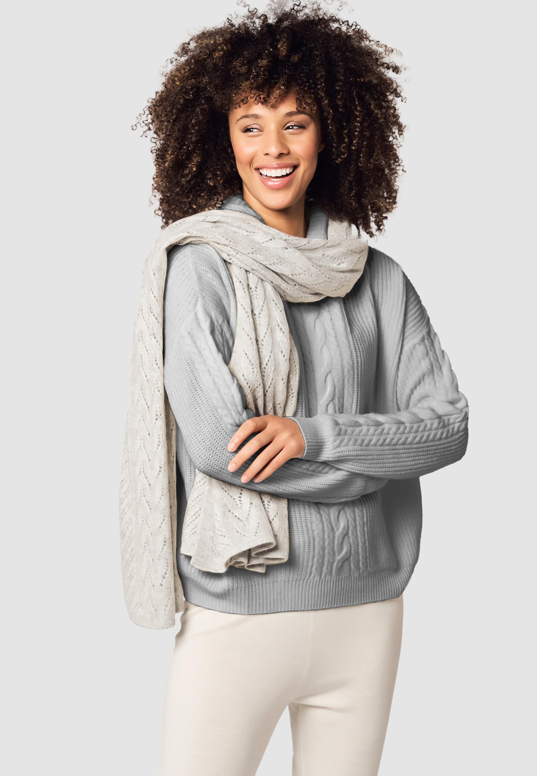 Image of Superfeiner Merino-pullover Mit Einzelkabel Damen Taubengrau L