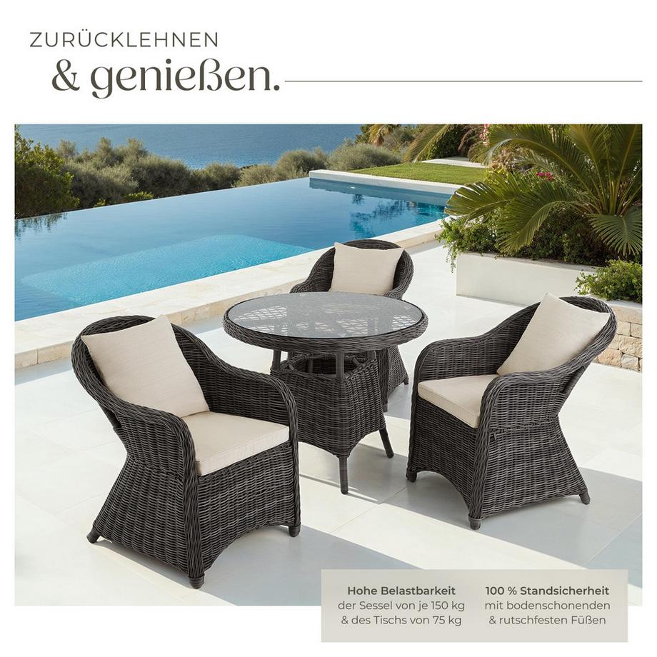 Tectake Set da salotto in rattan e alluminio Zürich resistenti alle intemperie e ai raggi UV  