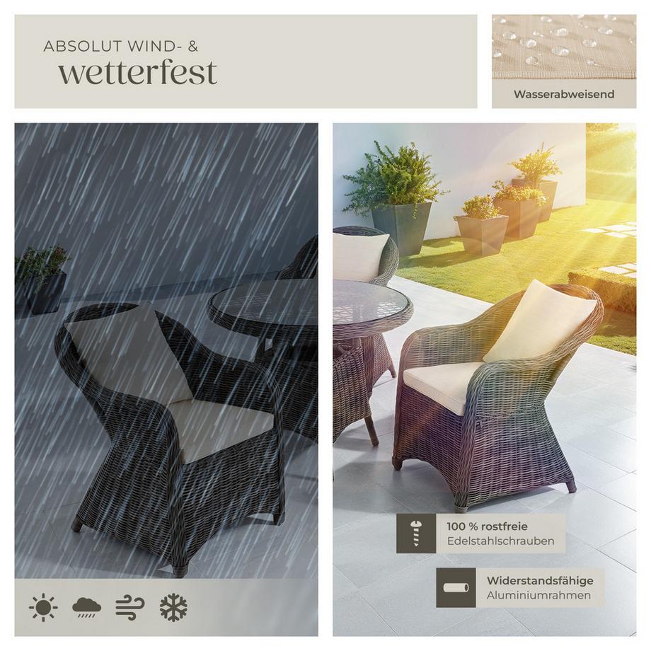 Tectake Set da salotto in rattan e alluminio Zürich resistenti alle intemperie e ai raggi UV  