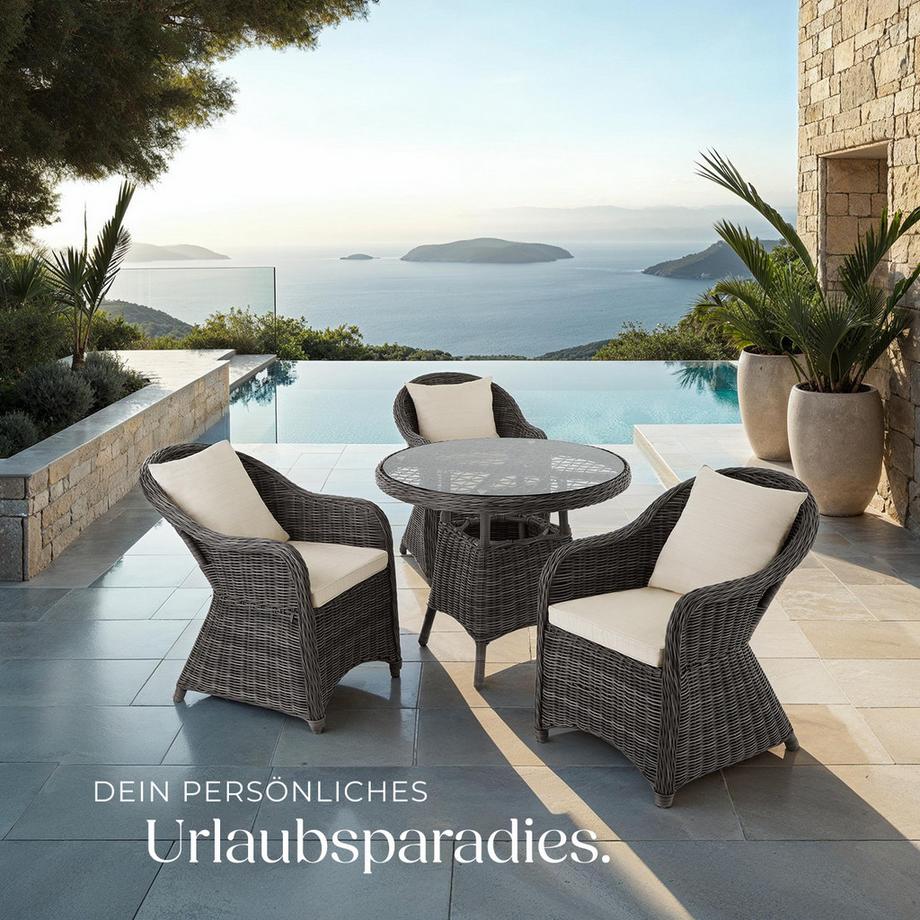 Tectake Set da salotto in rattan e alluminio Zürich resistenti alle intemperie e ai raggi UV  