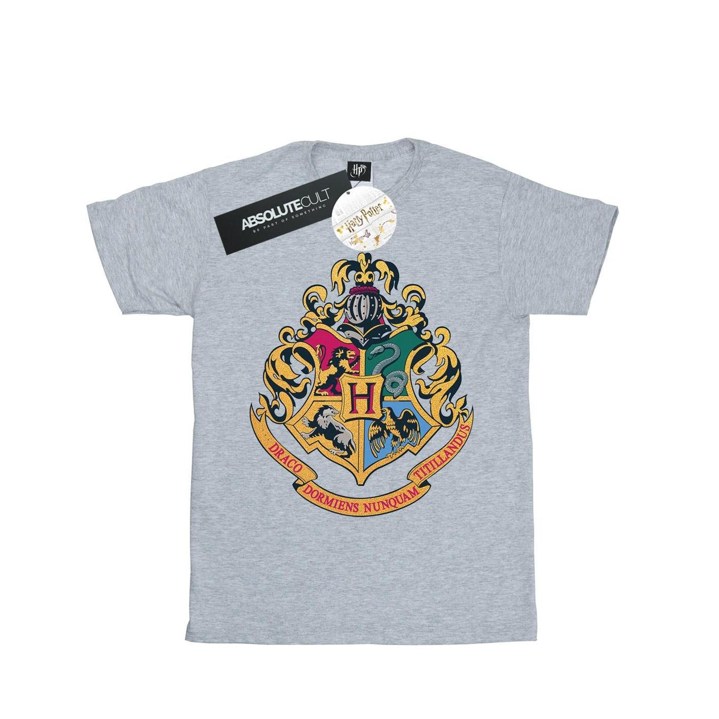 Image of Hogwarts Crest Gold Ink Tshirt Herren Grau 5XL