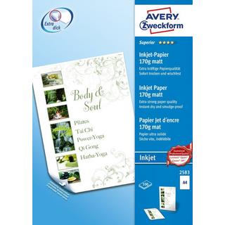 Avery-Zweckform AVERY ZWECKFORM InkJet-Papier A4 2583Z 170g, weiss 100 Blatt  