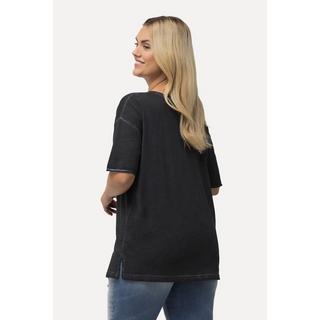 Ulla Popken  T-Shirt, cold dyed, Oversized, V-Ausschnitt, Halbarm 