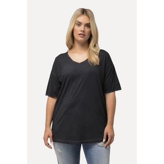 Ulla Popken  T-Shirt, cold dyed, Oversized, V-Ausschnitt, Halbarm 