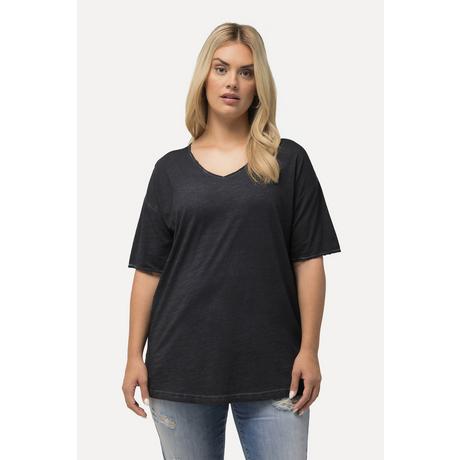 Ulla Popken  T-Shirt, cold dyed, Oversized, V-Ausschnitt, Halbarm 