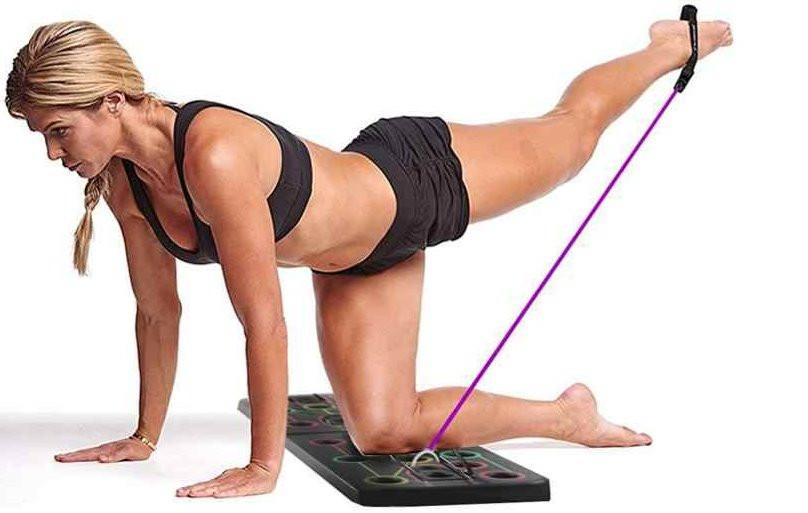 Gym Universe  21-in-1 Push Up Rack + bandes de résistance Board version pro musculation + poignées 