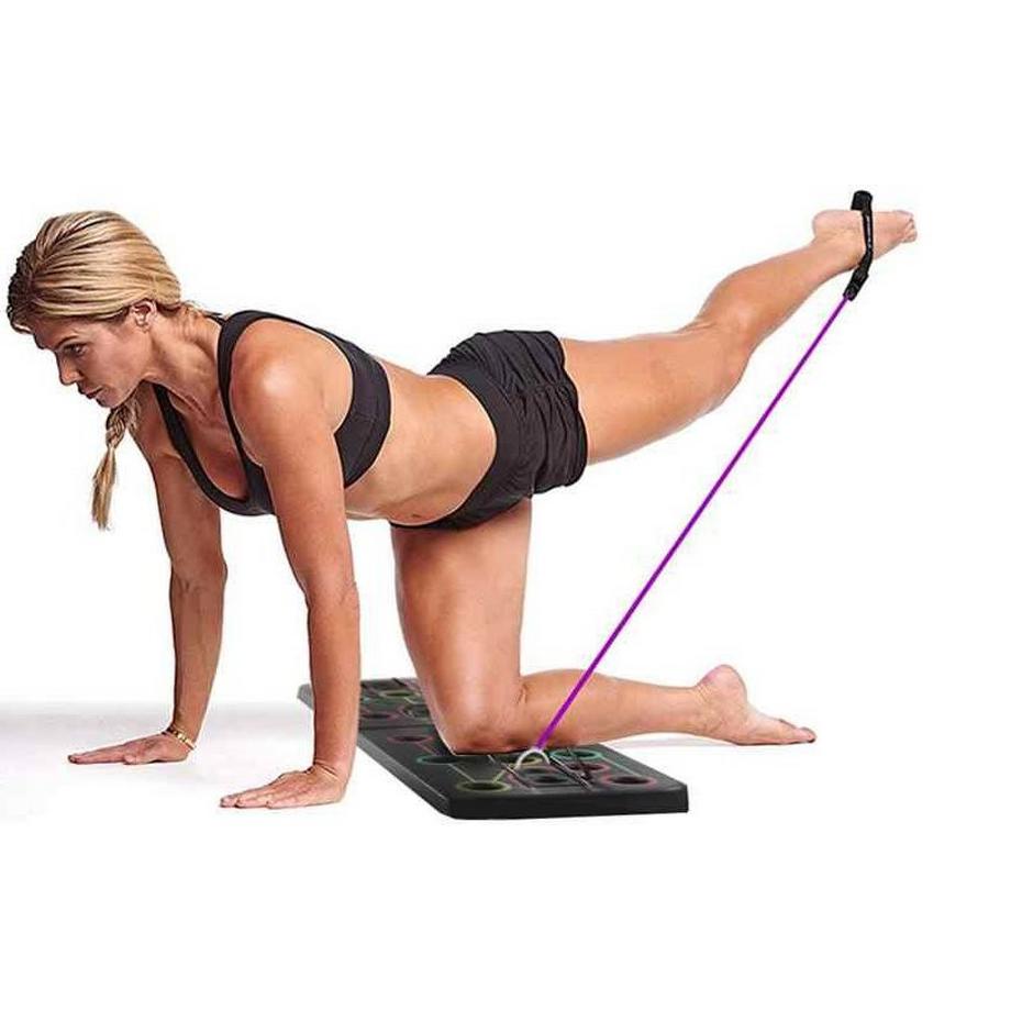 Gym Universe  21-in-1 Push Up Rack + bandes de résistance Board version pro musculation + poignées 