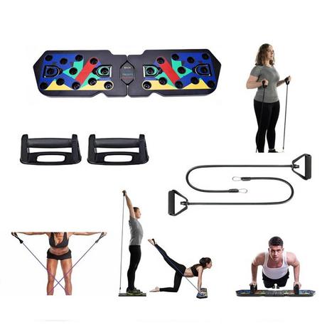 Gym Universe  21-in-1 Push Up Rack + bandes de résistance Board version pro musculation + poignées 