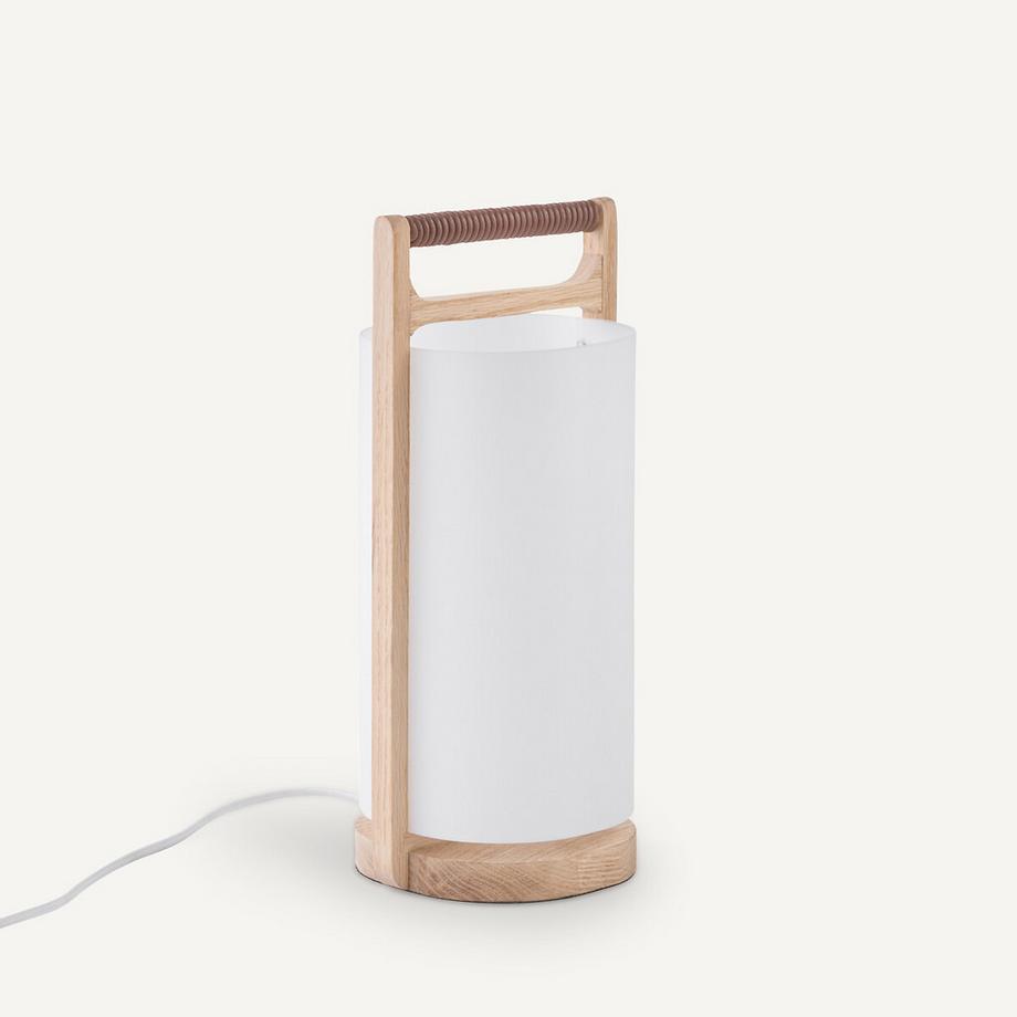 AM.PM Lampe chêne massif et opaline  