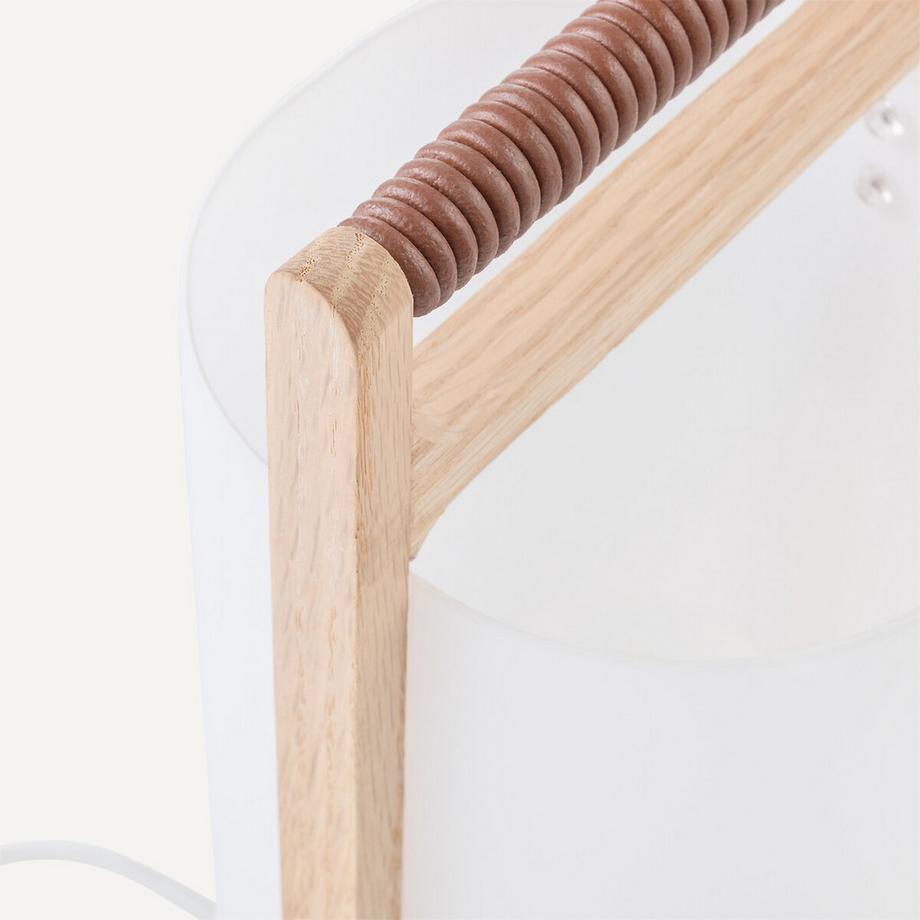 AM.PM Lampe chêne massif et opaline  