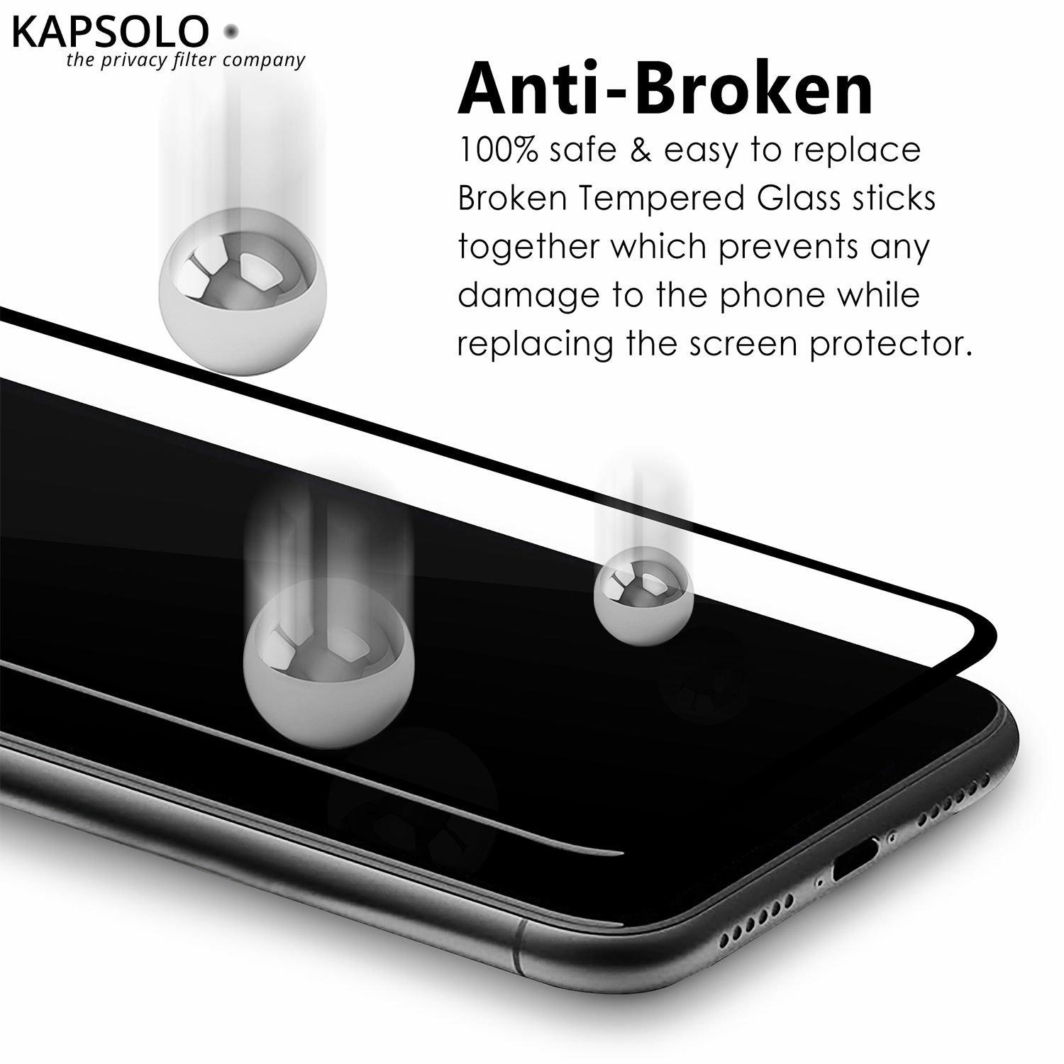 KAPSOLO  Displayschutzglas, vollflächiges Displayschutz mit abgerundete Kanten, Temperglas, 3D schutzglas für Apple iPhone X 