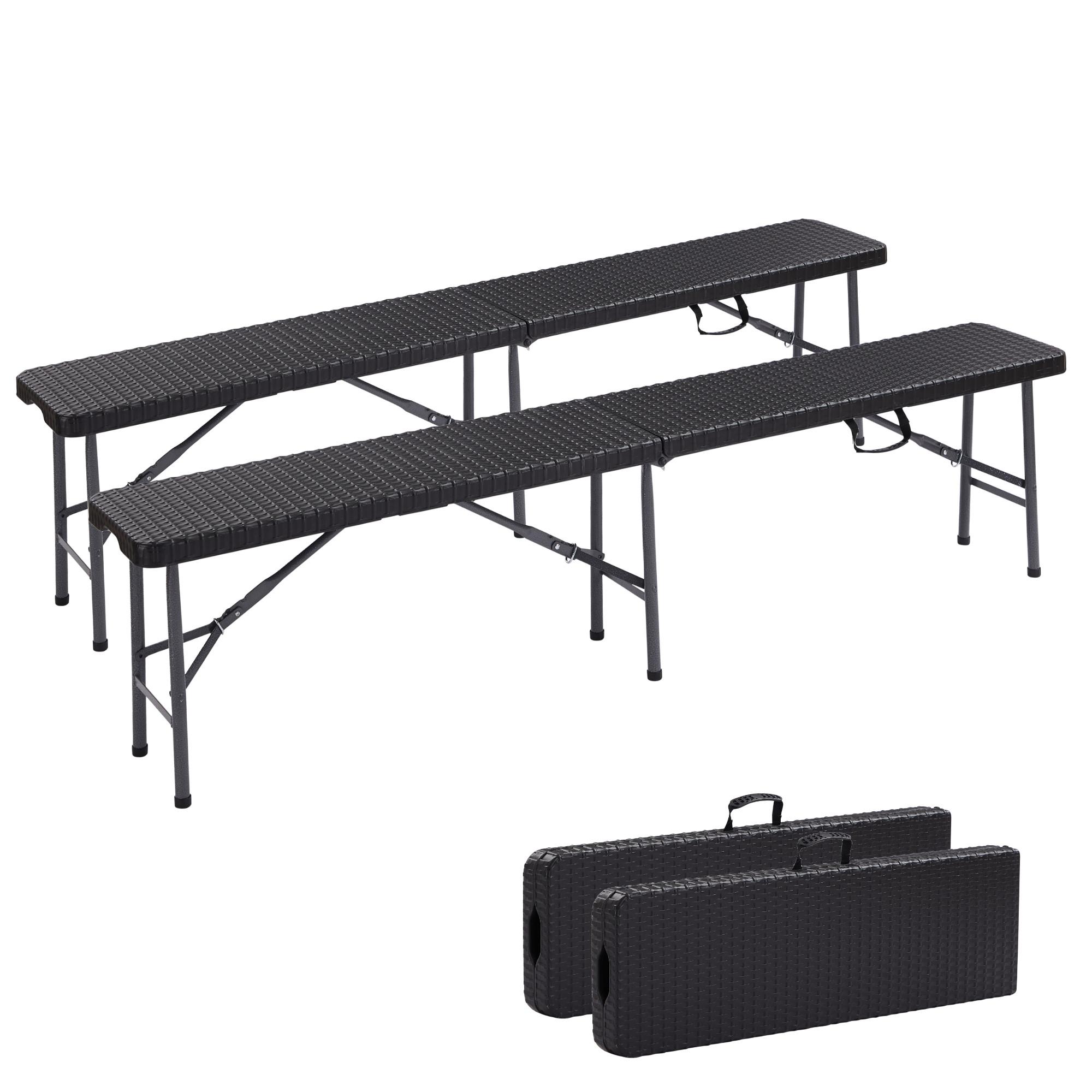 Image of 2x Bank klappbar Sitzbank Bierbank Gartenbank Klappbank Campingbank 2x Bank klappbar Sitzbank Bierbank Gartenbank Klappbank Campingbank