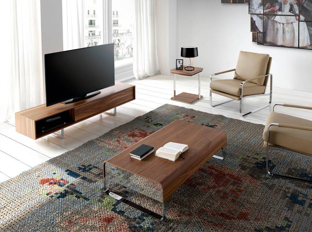 ANGEL CERDA TV-Ständer Nussbaum und verchromter Stahl  