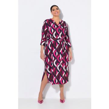 Maxi abito dal taglio svasato con scollo a tunica e maniche a 3/4