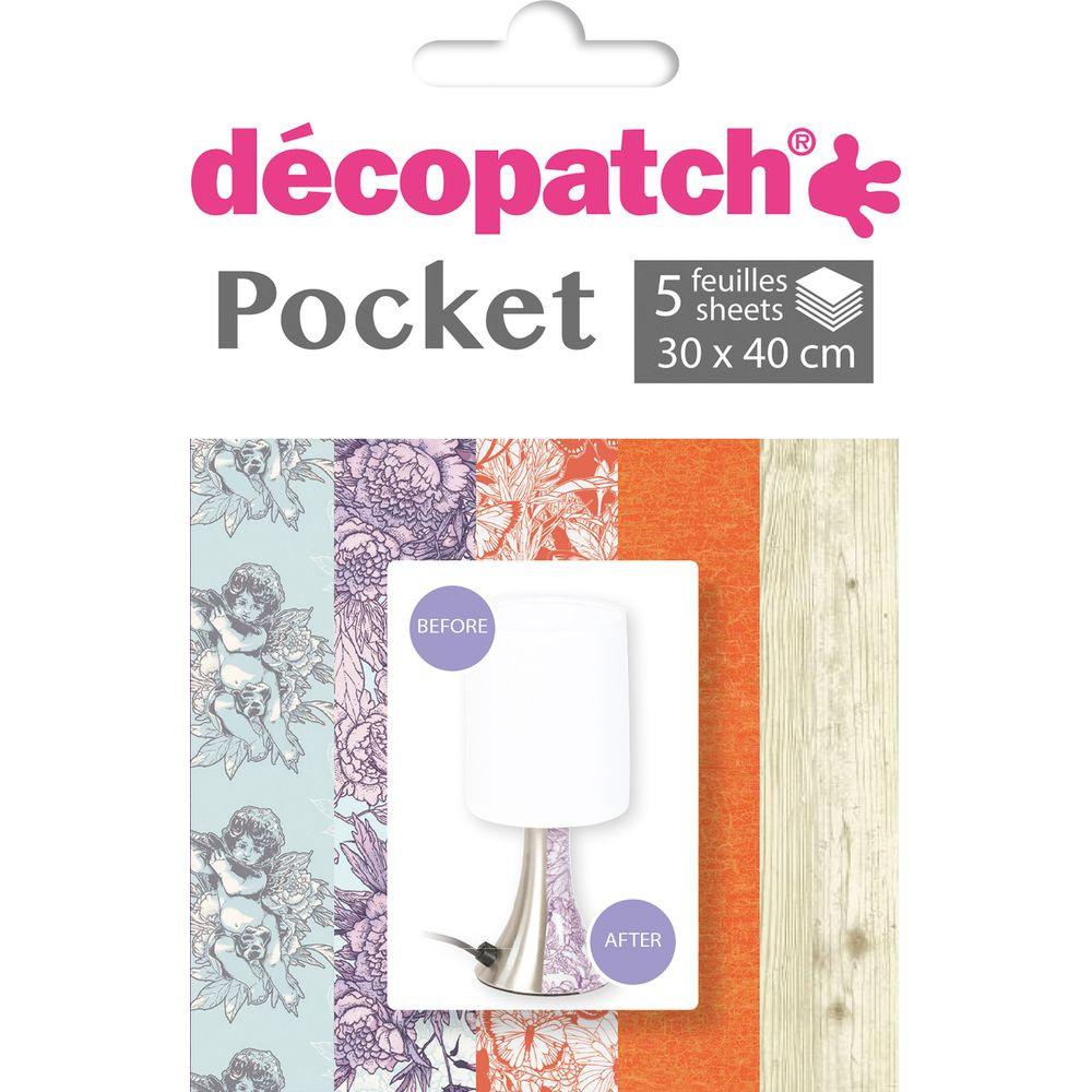 Image of Décopatch DP014O Kunstdruckpapier Kunstpapier 5 Blätter Multicolor