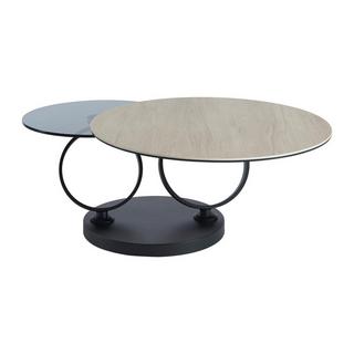 Maison Céphy Table basse avec plateaux pivotants - Céramique, verre trempé fumé et métal - Noir et naturel - JOLINE de Maison Céphy  